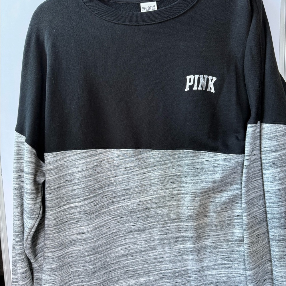 Pink Black and Gray Colorblock Sweatshirt
